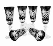 Czarne kryształowe kieliszki do szampana 150 ml Ananas MaRika