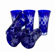 Kobaltowe kryształowe kieliszki UZO 75 ml ananas MaRika