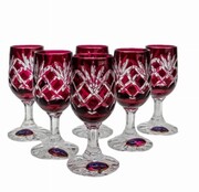Rubinowe kryształowe kieliszki do wódki 25ml Ananas 6 sztuk MaRika