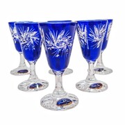 Kobaltowe kryształowe kieliszki do wódki Młynek Oliwka 30 ml 6 sztuk MaRika