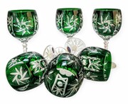 Szmaragdowe kryształowe kieliszki do wina 280ml Młynek Oliwka 6 sztuk MaRika
