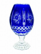 Kryształowy kobaltowy wazon na nodze Młynek Oliwka MaRika