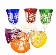 Kolorowe kryształowe kieliszki do wina 220ml Młynek Oliwka 6 sztuk MaRika