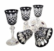 Czarne kryształowe kieliszki do Likieru 60 ml Krata Oliwka MaRika