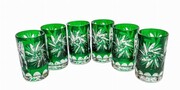 Szmaragdowy kryształowe kieliszki do wódki 30ml Młynek Oliwka 6 sztuk MaRika