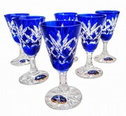 Kobaltowe kryształowe kieliszki do wódki 30 ml Ananas 6 sztuk MaRika