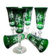 Szmaragdowe kryształowe kieliszki do szampana 150ml Młynek Oliwka 6 sztuk MaRika
