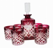 Rubinowy zestaw do Whisky karafka i szklanki Ananas MaRika