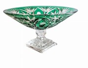 Szmaragdowa kryształowa patera na owoce 28 cm MaRika