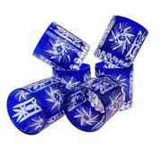 Kobaltowe kryształowe szklanki do whisky 280 ml Młynek Oliwka MaRika