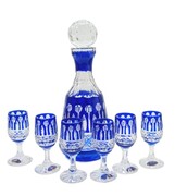 Kobaltowy kryształowy zestaw kieliszków z Karafką Francuski6+1 MaRika