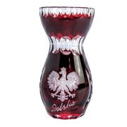 Rubinowy kryształowy wazon z Orłem 10 cm MaRika