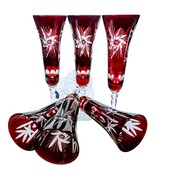 Rubinowe kryształowe kieliszki do szampana 170ml Młynek Oliwka 6 sztuk MaRika