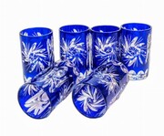 Kobaltowy kryształowe kieliszki do wódki 30ml Młynek Oliwka 6 sztuk MaRika
