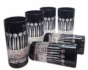 Czarne kryształowe szklanki do wody i drinków 320ml Francuskie 6 sztuk MaRika