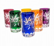 Kolorowe kryształowe kieliszki do wódki 30ml Młynek Oliwka 6 sztuk MaRika