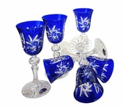 Kobaltowe kryształowe kieliszki do Likieru 60 ml Młynek Oliwka MaRika