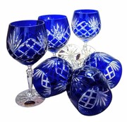 Kobaltowe kryształowe kieliszki do wina 280ml Ananas 6 sztuk MaRika