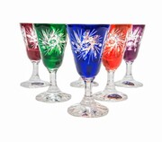 Kolorowe kryształowe kieliszki do wódki 30 ml Młynek Oliwka 6 sztuk MaRika