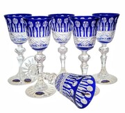 Kobaltowe kryształowe kieliszki do likieru 60 ml Francuski MaRika