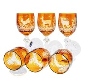 Bursztynowe grawerowane kieliszki do wina 130 ml MaRika