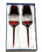 Rubinowe kryształowe kieliszki do szampana krateczka 2 sztuki MaRika