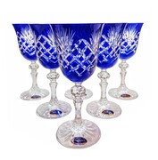 Kobaltowe kryształowe kieliszki do wina 170 ml Ananas MaRika