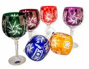 Kolorowe kryształowe kieliszki do wina 280ml Młynek Oliwka 6 sztuk MaRika