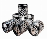 Czarne kryształowe szklanki do whisky Ananas 6 sztuk MaRika