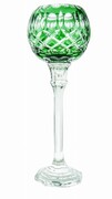 Szmaragdowy kryształowy świecznik 34 cm Krata Oliwka MaRika