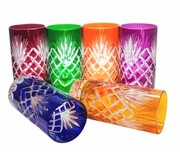 Kolorowe kryształowe szklanki do wody i drinków 320ml Ananas 6 sztuk MaRika