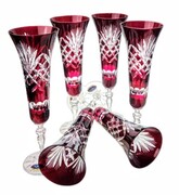 Rubinowe kryształowe kieliszki do szampana 170ml Ananas 6 sztuk MaRika