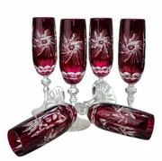 Rubinowe kryształowe kieliszki do szampana170ml Młynek Oliwka 6 szt MaRika