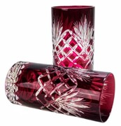 Rubinowe kryształowe szklanki do wody i drinków 320ml Ananas zestaw 2 szt MaRika