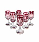 Rubinowe kryształowe kieliszki do wódki 25ml Francuskie 6 sztuk MaRika