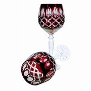 Rubinowe kryształowe Rymery 280 ml Krata Oliwka 2 sztuki MaRika