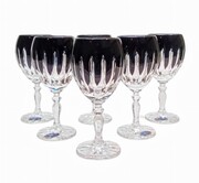 Czarne kryształowe kieliszki do likieru 60ml Linia 6 sztuk MaRika