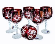 Rubinowe kryształowe kieliszki do wina 280ml Młynek Oliwka 6 sztuk MaRika