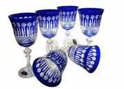 Kobaltowe kryształowe kieliszki do wina 220ml Francuski MaRika