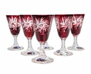 Rubinowe kryształowe kieliszki do wódki 25 ml Młynek Oliwka 6 sztuk MaRika