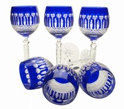 Kobaltowe kryształowe kieliszki do wina 280 ml Francuski MaRika