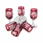 Rubinowe kryształowe kieliszki do wódki 25ml Młynek Oliwka 6 sztuk MaRika