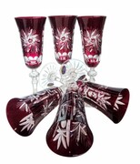 Rubinowe kryształowe kieliszki do szampana 150ml Młynek Oliwka 6 sztuk MaRika