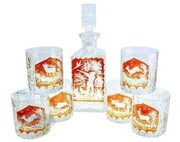 Kryształowy zestaw z motywem myśliwskim karafka i szklanki do whisky MaRika