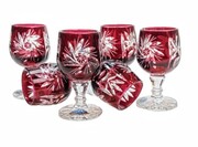 Rubinowe kryształowe kieliszki do wódki 40 ml Młynek Oliwka 6 sztuk MaRika