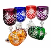 Kolorowe kryształowe kieliszki do wina 240ml Ananas 6 sztuk MaRika