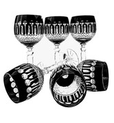 Czarne kryształowe kieliszki do wody i wina 280 ml Francuskie 6 szt MaRika