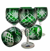 Szmaragdowe kryształowe kieliszki do wina Ananas 6 sztuk MaRika