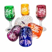 Kolorowe kryształowe kieliszki do wódki 25ml Młynek Oliwka 6 sztuk MaRika