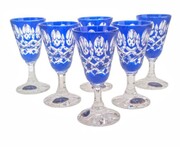 Kobaltowe kryształowe kieliszki do wódki 25 ml Krata Oliwka MaRika